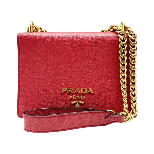 1 Prada Shoulder Bag Leather Red