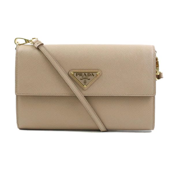 1 Prada Shoulder Bag Wallet Leather Beige