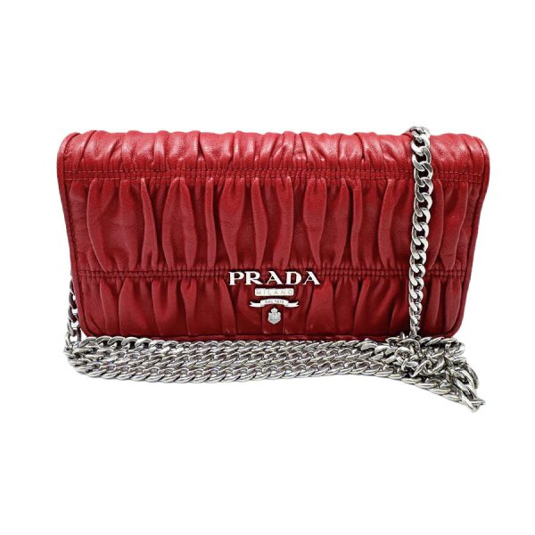 1 Prada Crossbody Shoulder Bag Leather Redsilver