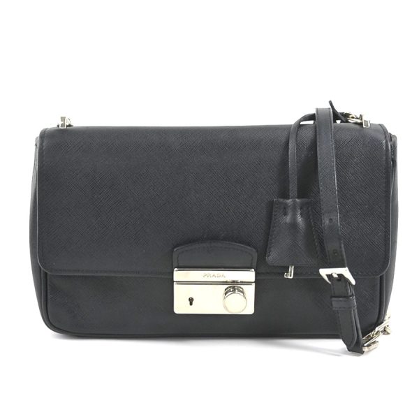 1 Prada Crossbody Shoulder Bag Leather Blacksilver