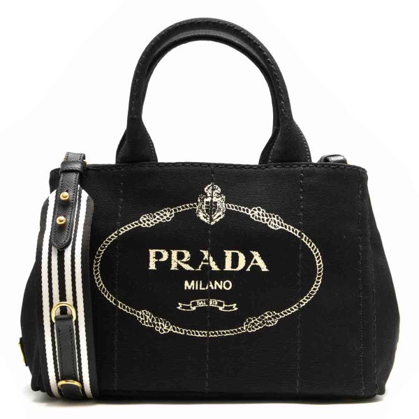 1 Prada Tote Bag Shoulder Bag Triangle Logo Plate Black