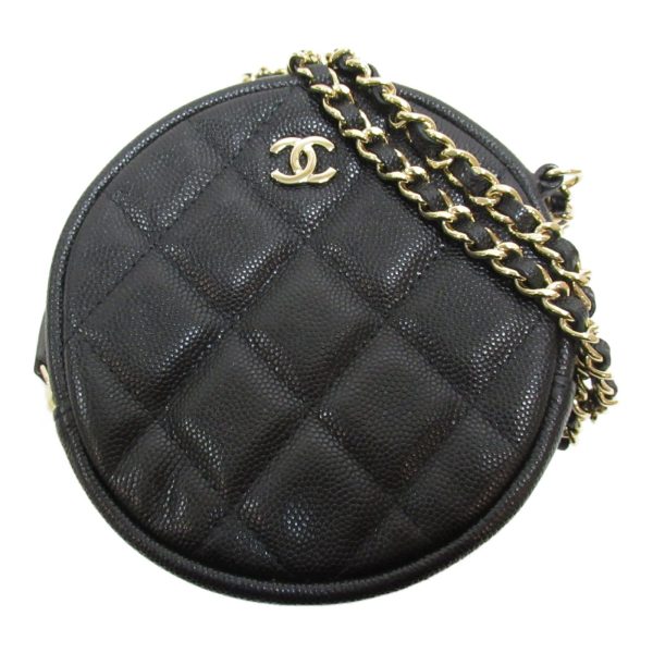 1 Chanel Matelasse Chain Shoulder Bag Caviar Skin Black