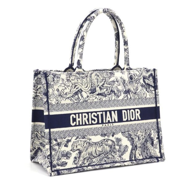 1 Christian Dior Book Tote Medium Bag Navy Toile de Jouy Embroidery Tote Bag