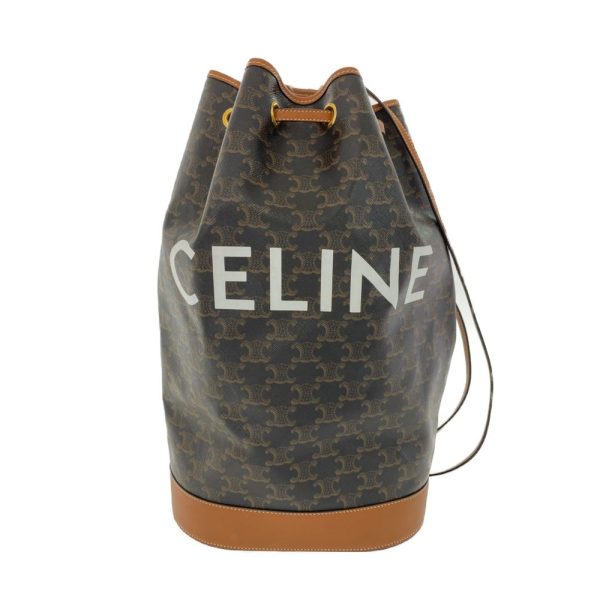 1 Celine Triomphe Canvas Medium Backpack Carry Bag Brown