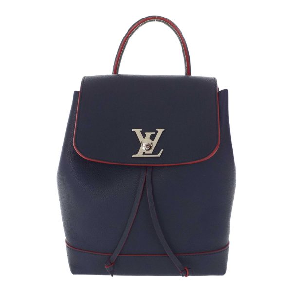 1 Louis Vuitton Lock Me Backpack Calf Leather Marine Rouge