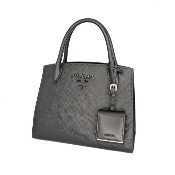 1 Prada Monochrome Shoulder Bag Saffiano Leather Black