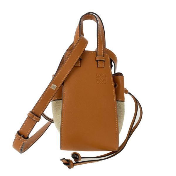 1 Loewe Hammock Mini Shoulder Bag Canvas Leather beige
