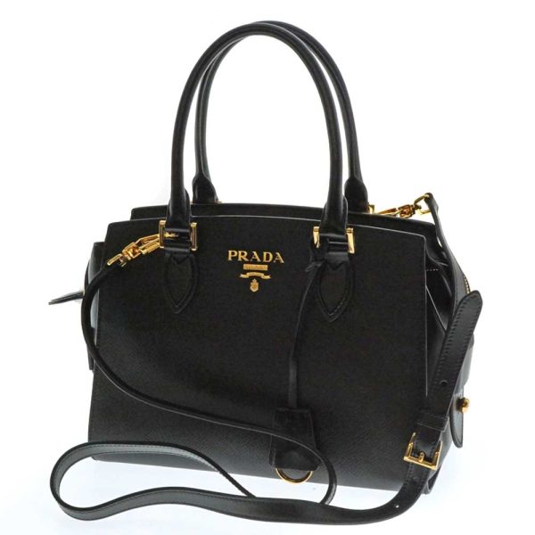 1 Prada 2way Handbag Shoulder Bag Saffiano Black