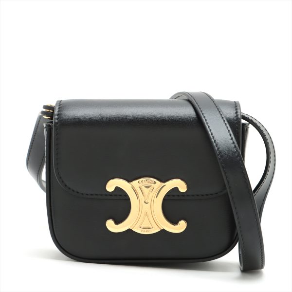 1 Celine Mini Leather Shoulder Bag Gold Hardware Black