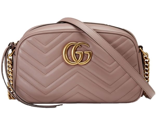 1 Gucci GG Marmont Chain Shoulder Bag Small Chevron Leather Beige