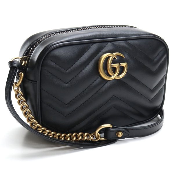 1 Gucci Shoulder Bag Quilted Chevron Leather Black