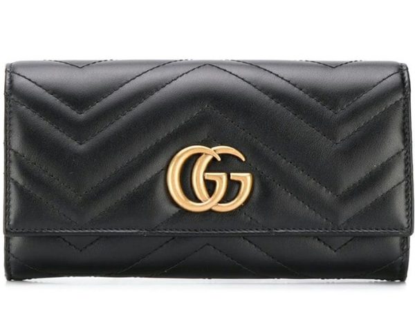 1 Gucci GG Marmont PassCard Case Long Wallet Leather Black