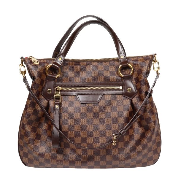 1 Louis Vuitton Evora MM Handbag Damier Ebene Leather Brown