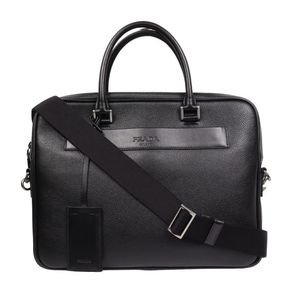 1 Prada Business Bag Briefcase Leather Black