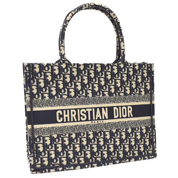 1 Christian Dior Book Tote Medium Oblique Embroidery Beige