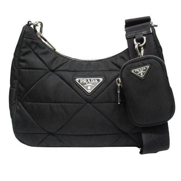 1 Prada Nylon Shoulder Bag Triangle Logo Pouch Crossbody Black