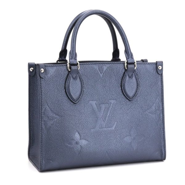 1 Louis Vuitton On the Go PM Handbag Empreinte Metallic Blue Navy