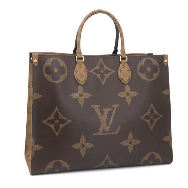1 Louis Vuitton On the Go GM Giant Monogram Reverse Tote Bag Brown