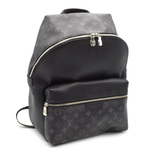 1 Louis Vuitton Discovery Backpack Taiga Leather Monogram Eclipse Noir Black