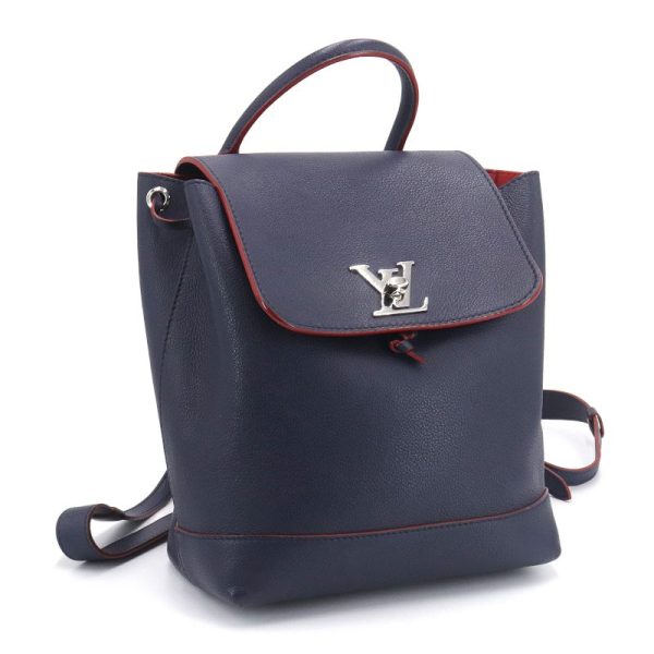 1 Louis Vuitton Lock Me Backpack Leather Marine Rouge