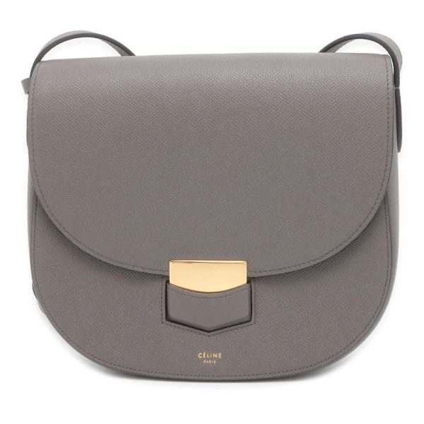 1 Celine Trotter Medium Shoulder Bag Leather Gray