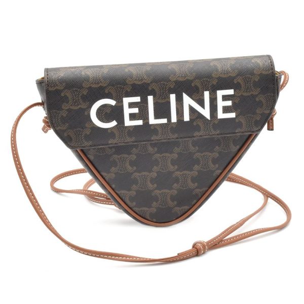 1 Celine Print Triangle Bag Calfskin Triomphe Shoulder Bag Brown