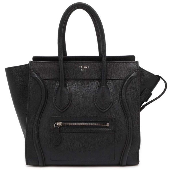 1 Celine Luggage Micro Shopper Leather Handbag Black