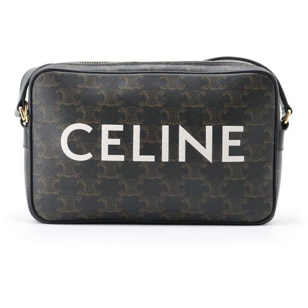 1 Celine Triomphe Medium Leather Messenger Bag Black