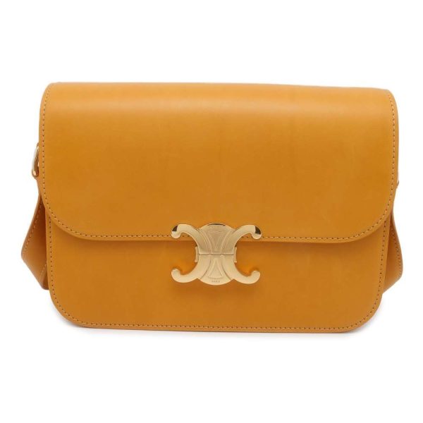 1 Celine Shoulder Bag Triomphe Medium Leather Yellow