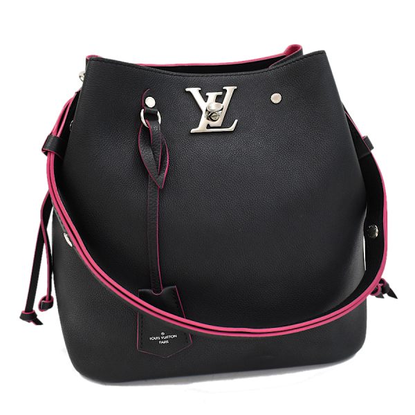 1 Louis Vuitton Lockme Bucket Shoulder Bag Leather Noir BlackPink
