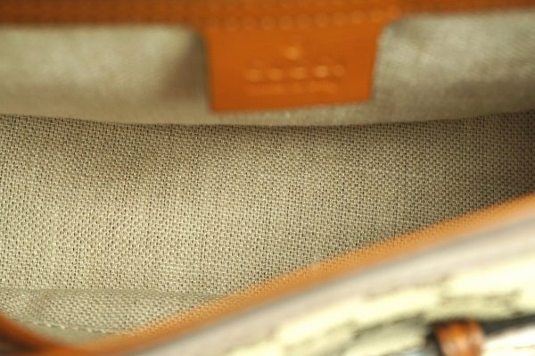 11642059 4 GUCCI Horsebit GG Canvas Leather Shoulder Bag Brown