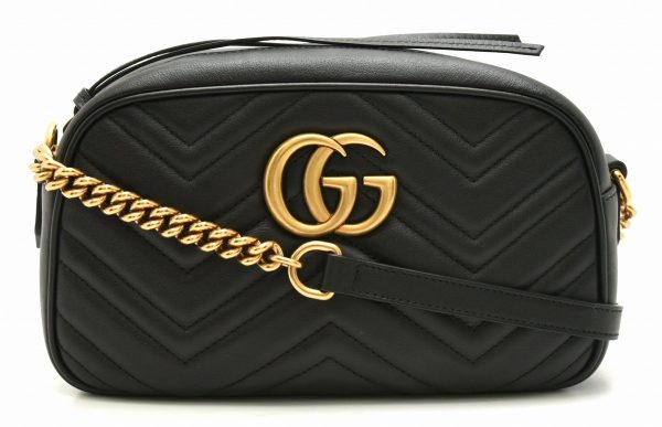 11651657 GUCCI GG Marmont Quilted Leather Shoulder Bag Black