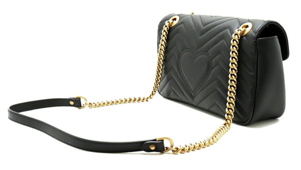 11841143 1 GUCCI GG Marmont Chain Shoulder Bag Quilted Leather Black