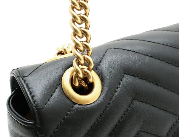 11841143 6 GUCCI GG Marmont Chain Shoulder Bag Quilted Leather Black