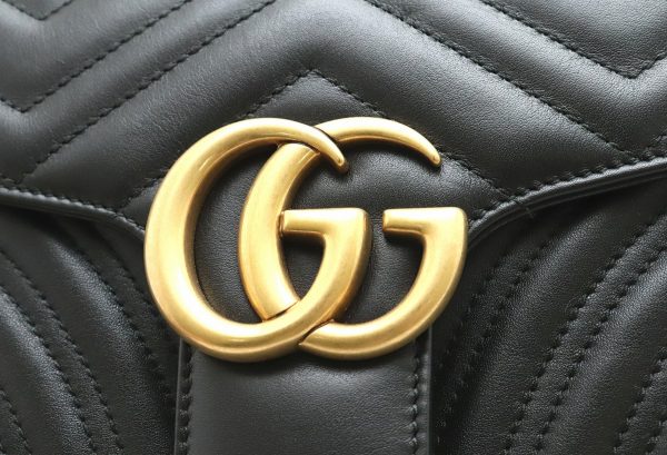 11841143 8 GUCCI GG Marmont Chain Shoulder Bag Quilted Leather Black