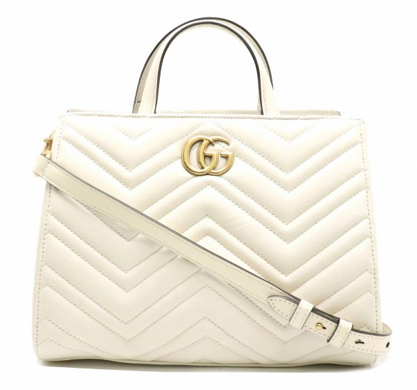 11881759 GUCCI GG Marmont Quilted Leather Shoulder Bag Off White