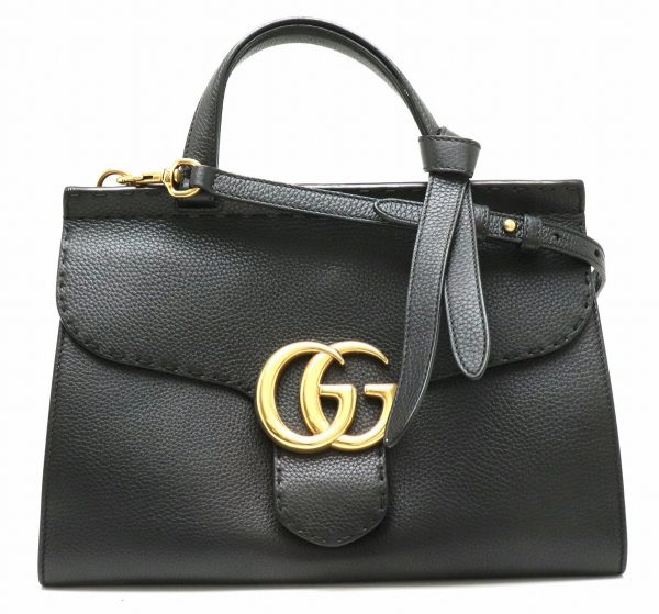 11890542 GUCCI GG Marmont Leather Shoulder Bag Black