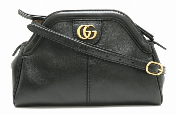 11890971 GUCCI GG Marmont Tiger Head Leather Shoulder Bag Black