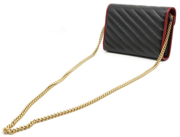 11990474 1 GUCCI GG Marmont Mini Chain Leather Wallet Black Red