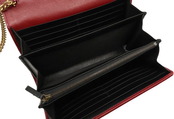 11990474 4 GUCCI GG Marmont Mini Chain Leather Wallet Black Red