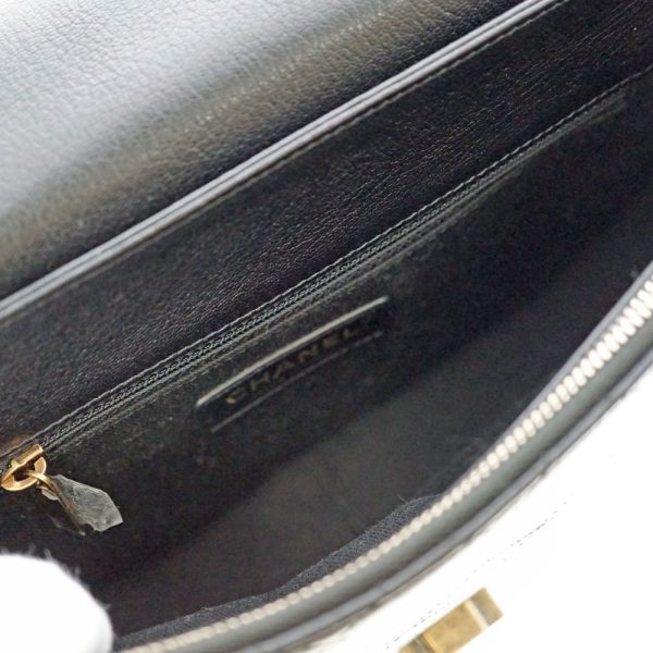 12 Chanel Chain Shoulder Bag 2WAY Lambskin Leather Black Gold Hardware