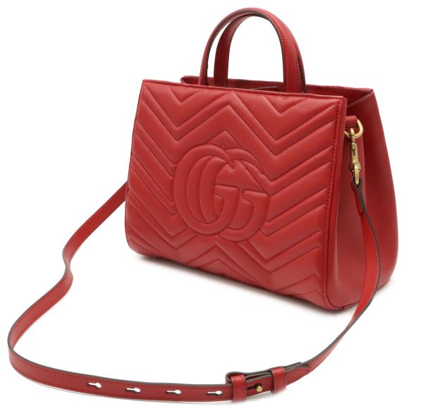 12021463 1 GUCCI GG Marmont Quilted Leather Shoulder Bag Red