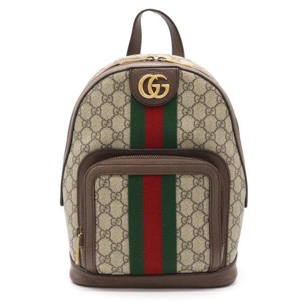12120101 GUCCI Ophidia GG Supreme Leather Backpack Brown