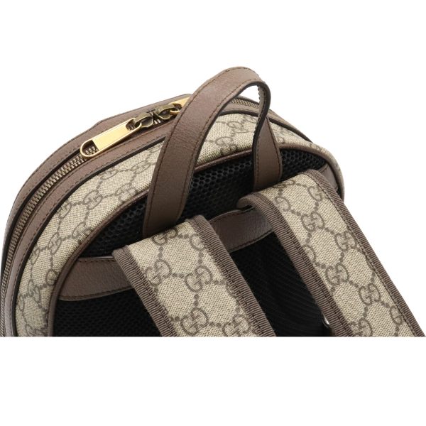 12120101 3 GUCCI Ophidia GG Supreme Leather Backpack Brown