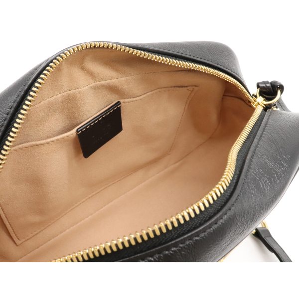 12140100 4 GUCCI GG Marmont Canvas Leather Shoulder Bag Beige Black