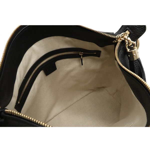 12200930 4 GUCCI Soho Fringe Tassel Leather Shoulder Bag Black