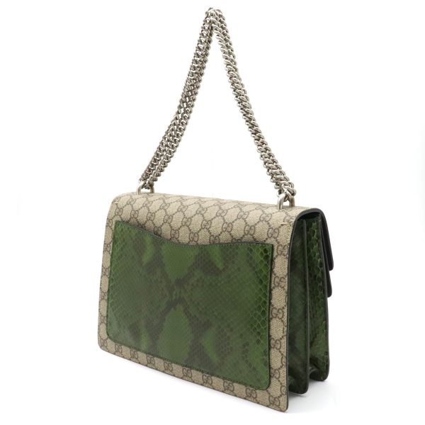 12210960 1 GUCCI GG Supreme Dionysus Python Shoulder Bag Beige Green