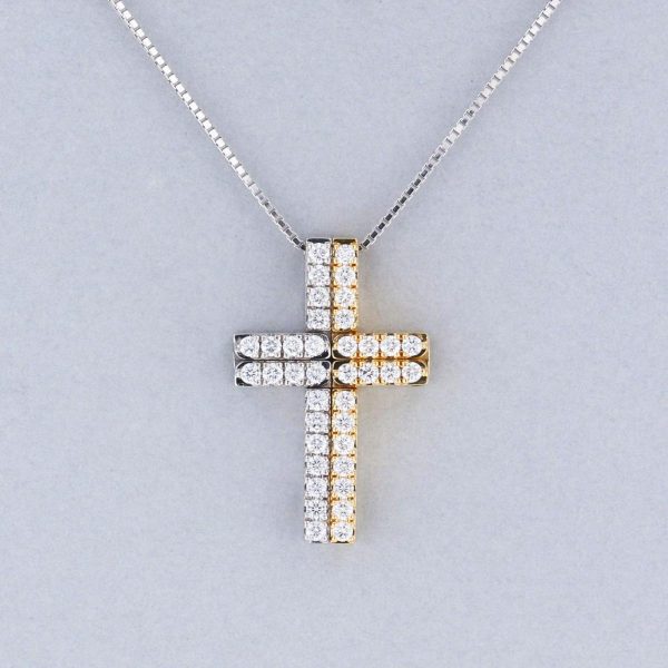 1240001038660 1 Tasaki K18 2way Cross Bar Diamond Necklace Brand Jewelry