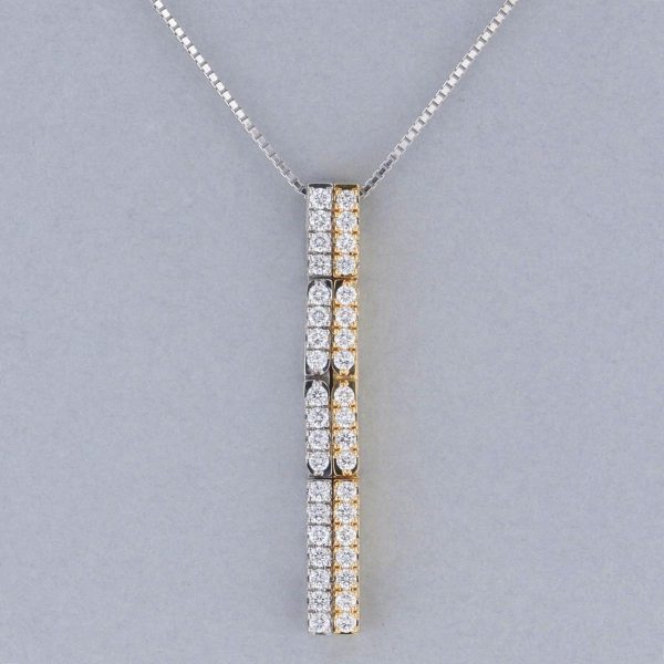 1240001038660 2 Tasaki K18 2way Cross Bar Diamond Necklace Brand Jewelry