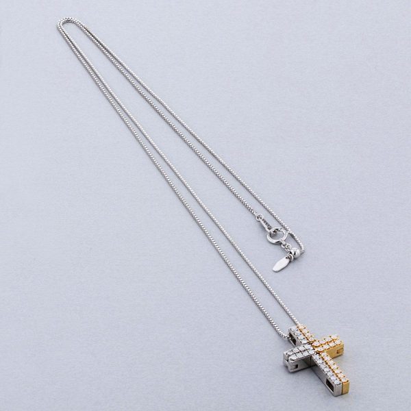 1240001038660 7 Tasaki K18 2way Cross Bar Diamond Necklace Brand Jewelry